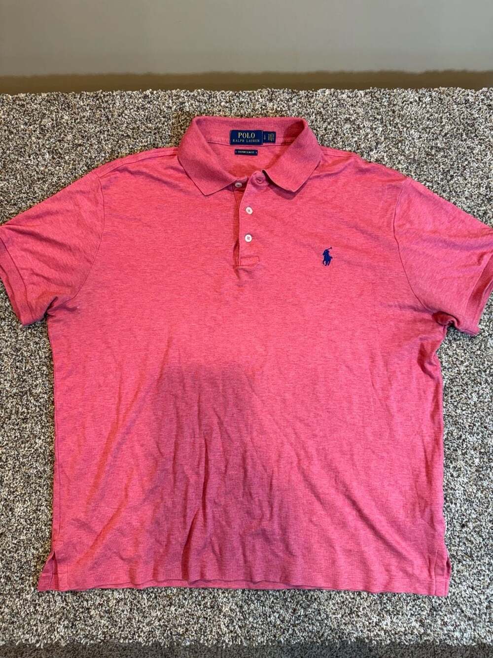 Polo Ralph Lauren Custom Slim Fit Pink Polo Shirt Large